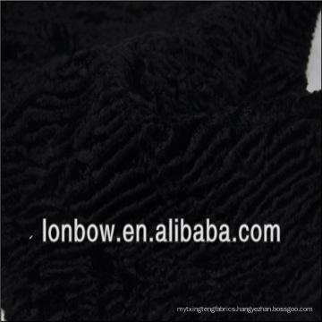 Wholesale high quality cotton blend viscos fake fur black fabric for coat